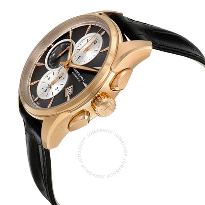 Hamilton, Jazzmaster Automatic Chronograph Grey Dial Black Leather Watch
