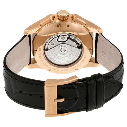 Hamilton, Jazzmaster Automatic Chronograph Grey Dial Black Leather Watch