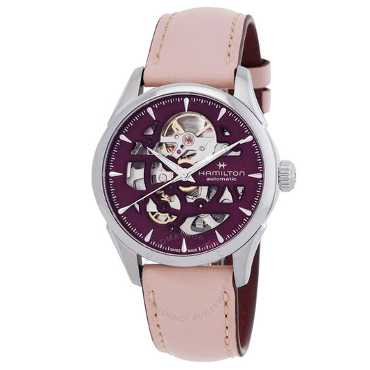 ساعة هاميلتون جازماستر أوتوماتيكية للسيدات بمينا بنفسجي