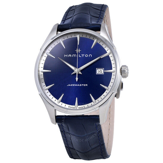 Hamilton, Jazzmaster Blue Dial Men's Leather Watch