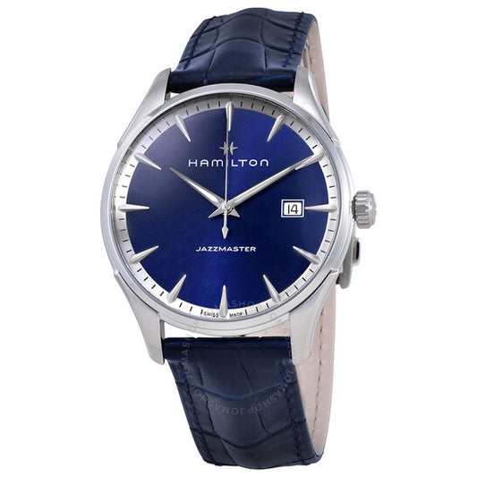 Hamilton, Jazzmaster Blue Dial Men's Leather Watch