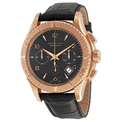 ساعة هاميلتون جازماستر للرجال بمينا بني وحزام جلدي
