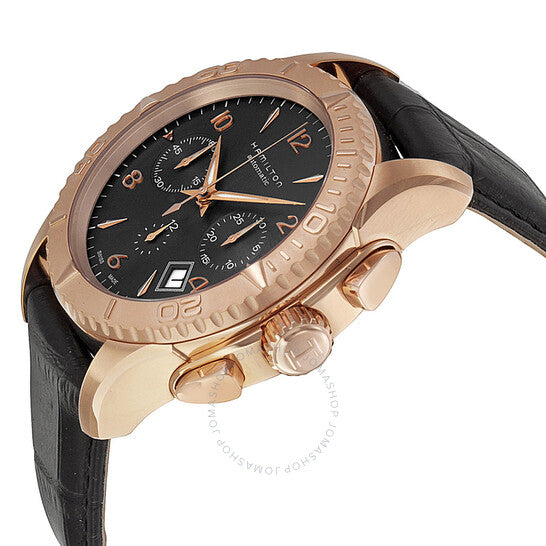 ساعة هاميلتون جازماستر للرجال بمينا بني وحزام جلدي