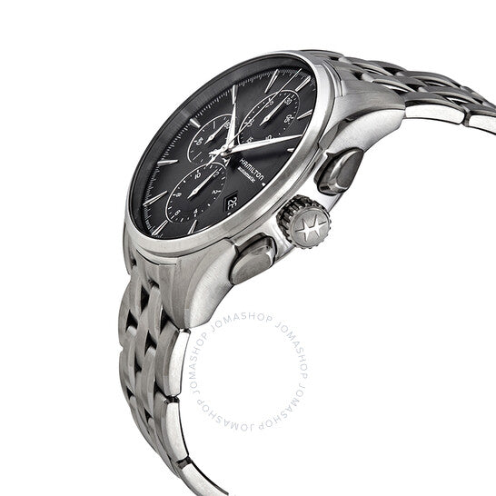 ساعة هاميلتون جازماستر كرونوغراف أوتوماتيكية للرجال بمينا أسود