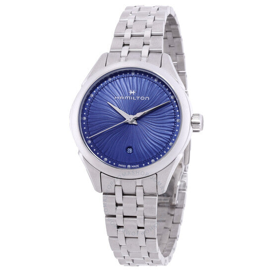 ساعة هاميلتون جازماستر ليدي كوارتز للسيدات بمينا زرقاء