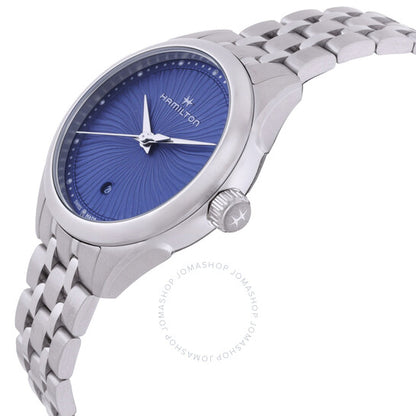 ساعة هاميلتون جازماستر ليدي كوارتز للسيدات بمينا زرقاء