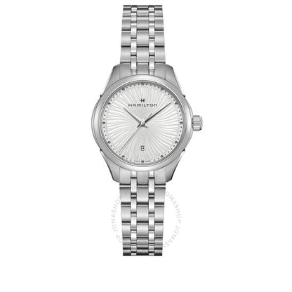 ساعة هاميلتون جازماستر ليدي كوارتز للسيدات بمينا أبيض