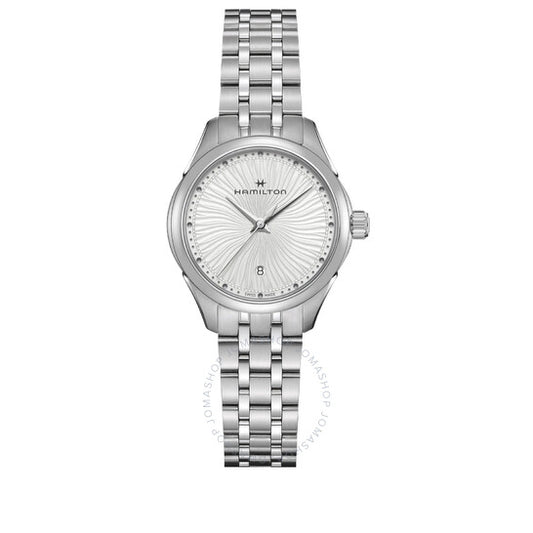 ساعة هاميلتون جازماستر ليدي كوارتز للسيدات بمينا أبيض