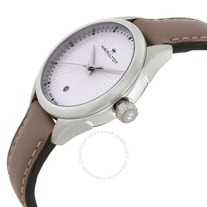 ساعة هاميلتون جازماستر ليدي كوارتز للسيدات بمينا أبيض