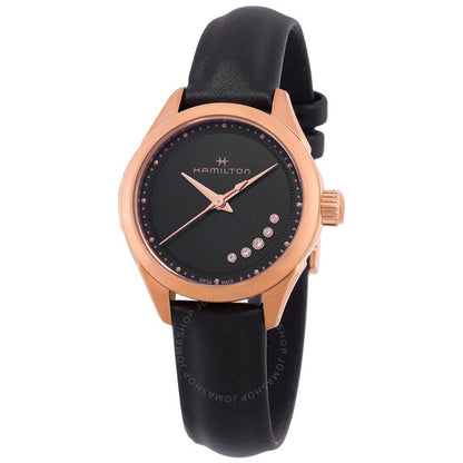 ساعة هاميلتون جازماستر كوارتز نسائية بمينا سوداء