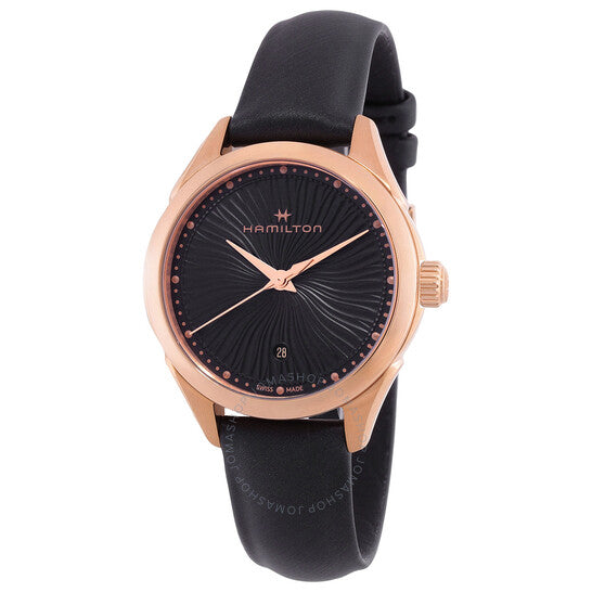 ساعة هاميلتون جازماستر كوارتز نسائية بمينا سوداء