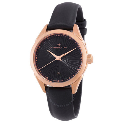ساعة هاميلتون جازماستر كوارتز نسائية بمينا سوداء