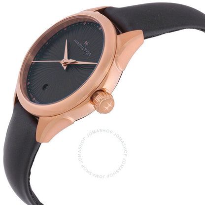 ساعة هاميلتون جازماستر كوارتز نسائية بمينا سوداء