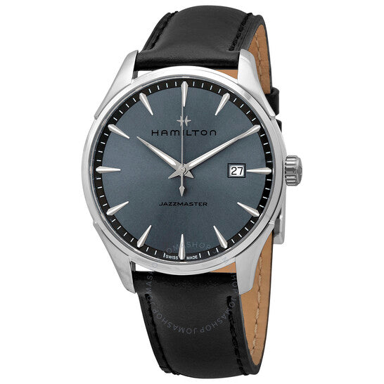 Hamilton, Jazzmaster Quartz Grey Dial Black Leather Men's Watch