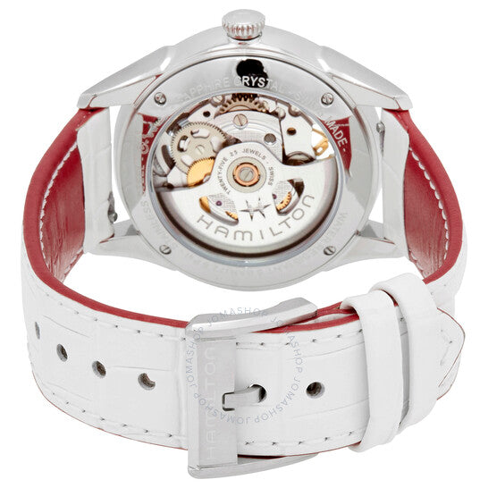 Hamilton, JazzMaster White Skeletal Dial White Leather Ladies Watch