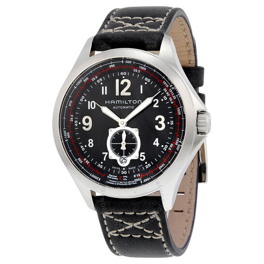 Hamilton, Khaki Aviation Automatic Black Dial Black Leather Men's Watch