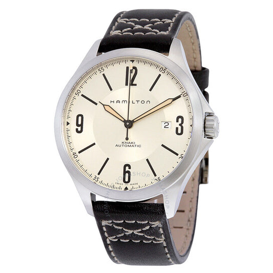 Hamilton, Khaki Aviation Automatic Ivory Dial Charcoal Leather Men's Watch