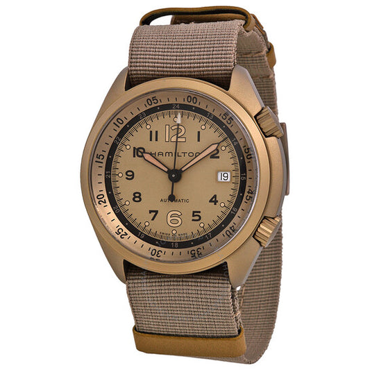 ساعة هاميلتون، كاكي أفييشن بايلوت بايونير أوتوماتيكية للرجال، مينا بيج، أخضر داكن، ناتو