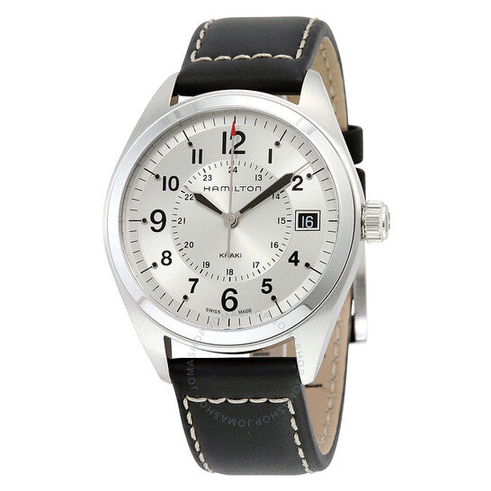 Hamilton, Khaki Field Silver Dial Black Leather Men's Watch