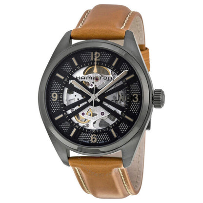 Hamilton, Khaki Field Skeleton Dial Brown Leather Men's Watch