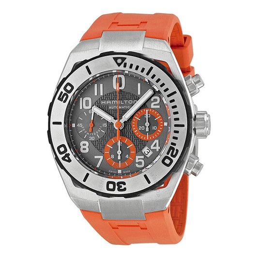 Hamilton, Khaki Navy Sub Automatic Chronograph Dark Gray Dial Orange Rubber Men's Watch
