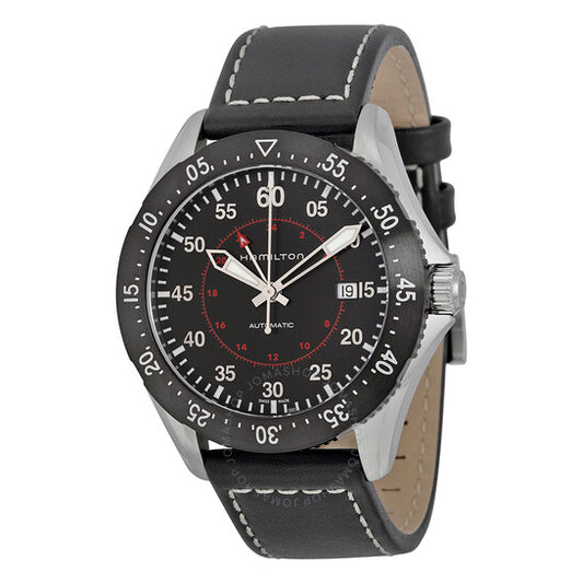 Hamilton, Khaki Pilot GMT Black Dial Black Leather Men's Watch