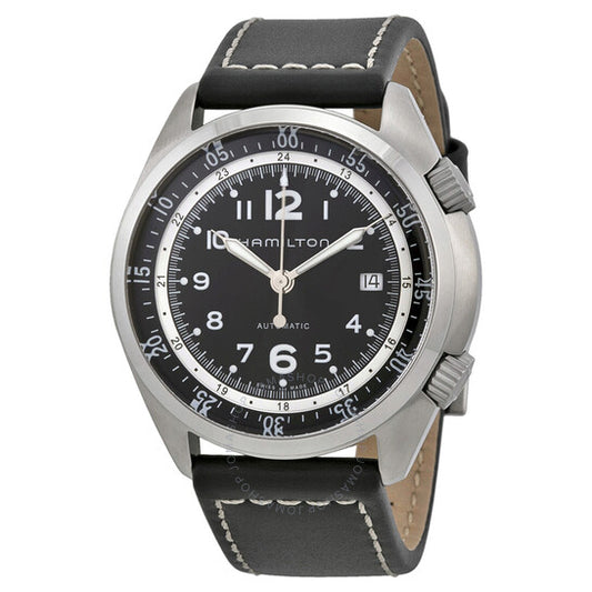 Hamilton, Khaki Pilot Pioneer Automatic Black Dial Black Leather Men's Watch