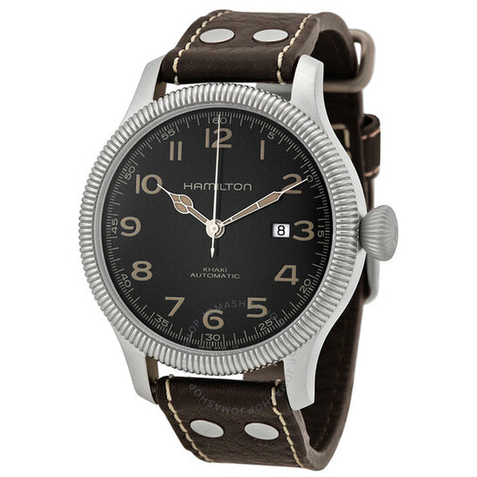 Hamilton, Khaki Pioneer Black Dial Leather Men's Watch