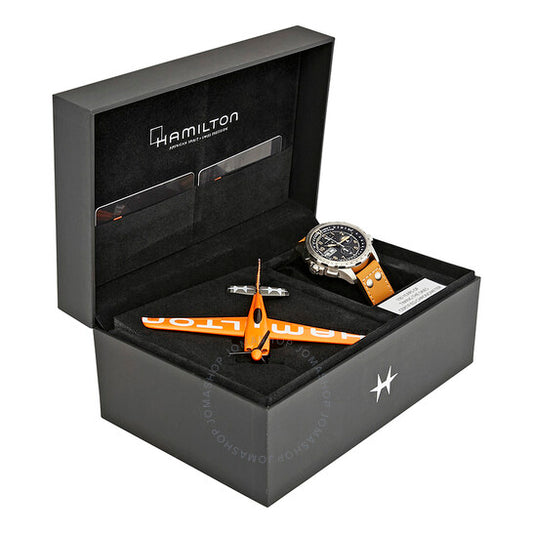 ساعة هاميلتون كاكي إكس-ويند كرونوغراف أوتوماتيكية بمينا سوداء للرجال، إصدار محدود