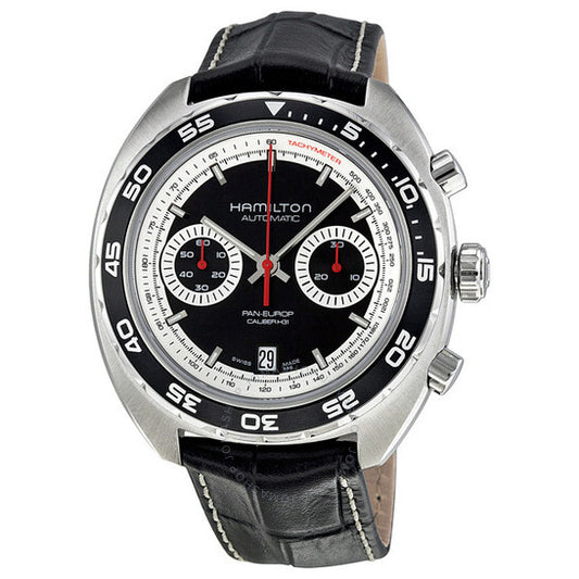 Hamilton, Pan Europ Black Dial Leather Men's Watch