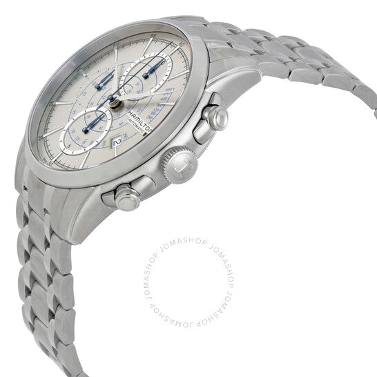 ساعة هاميلتون رايلرود الأوتوماتيكية كرونوغراف للرجال بمينا رمادي