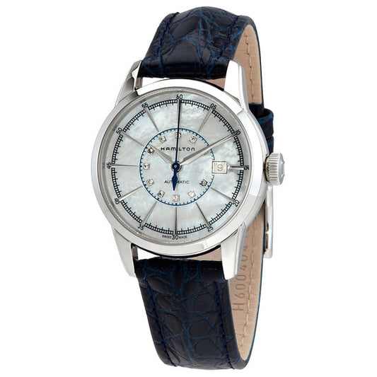 Hamilton, Railroad White Mother Of Pearl Dial Blue Leather Ladies Watch