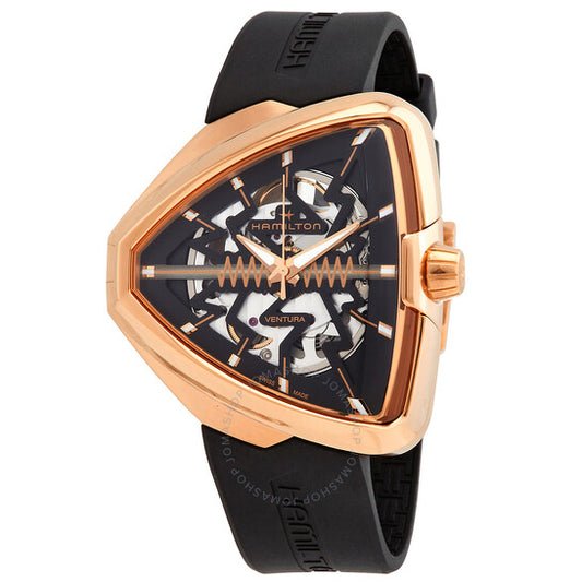 ساعة هاميلتون فينتورا أوتوماتيكية للرجال بمينا أسود