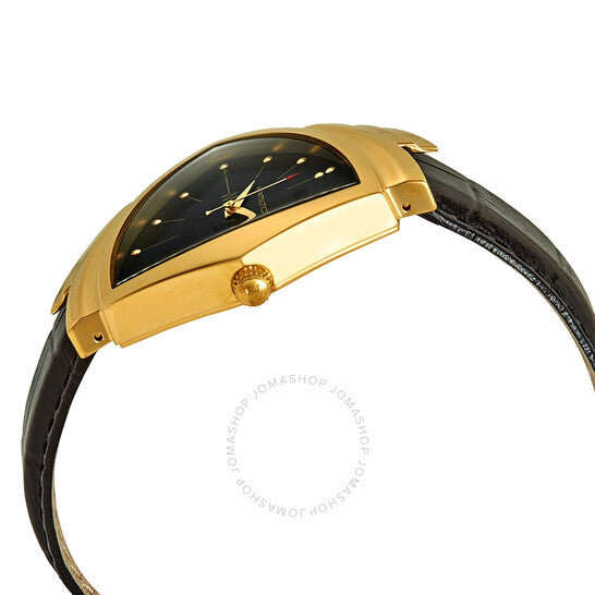 ساعة هاميلتون فينتورا النسائية غير المتماثلة ذات الميناء الأسود