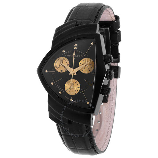 ساعة هاميلتون فينتورا كرونوغراف كوارتز للرجال بمينا أسود