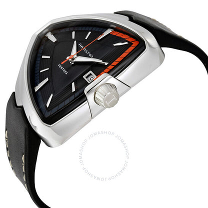 Hamilton, Ventura Elvis80 Black Dial Black Leather Men's Watch