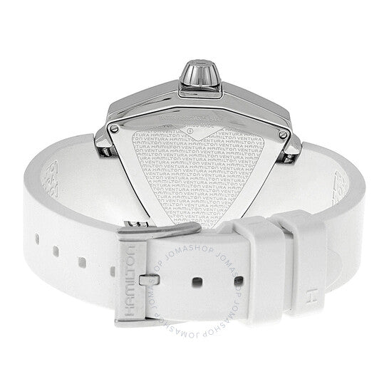 ساعة هاميلتون فينتورا النسائية بمينا فضي ومطاط أبيض