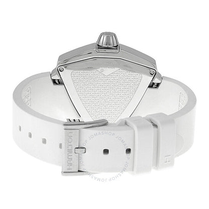ساعة هاميلتون فينتورا النسائية بمينا فضي ومطاط أبيض