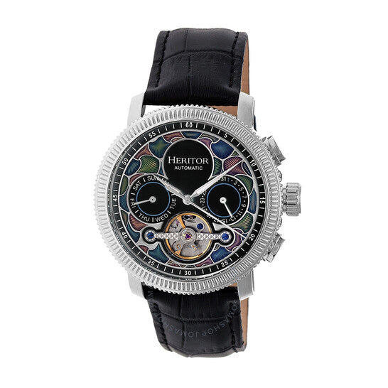 ساعة هيرتور أورا الأوتوماتيكية للرجال بمينا أسود