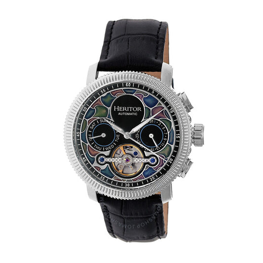 ساعة هيرتور أورا الأوتوماتيكية للرجال بمينا أسود
