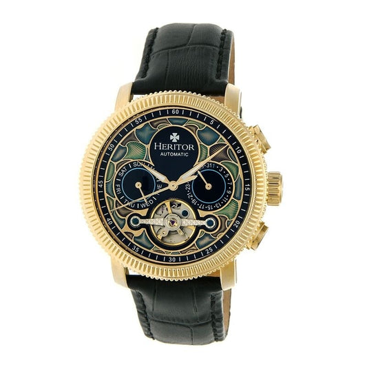 Aura Custom Vitreous Enamel Semi-Skeleton Dial Gold-tone Steel Case Men's Watch