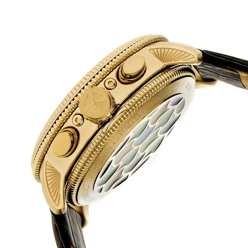 Aura Custom Vitreous Enamel Semi-Skeleton Dial Gold-tone Steel Case Men's Watch