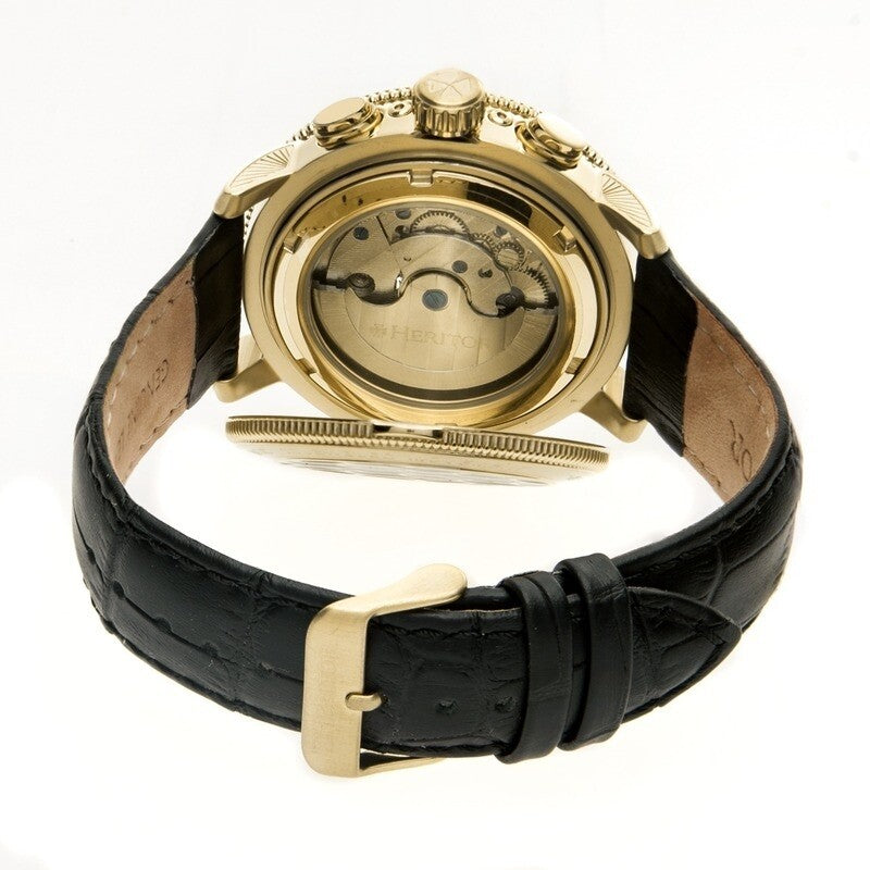 Aura Custom Vitreous Enamel Semi-Skeleton Dial Gold-tone Steel Case Men's Watch