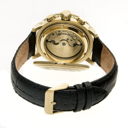 Aura Custom Vitreous Enamel Semi-Skeleton Dial Gold-tone Steel Case Men's Watch