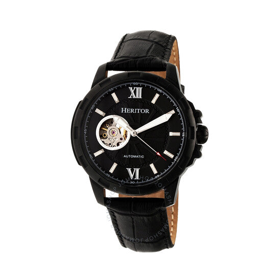 Heritor, Bonavento Automatic Open Heart Black Dial Men's Watch