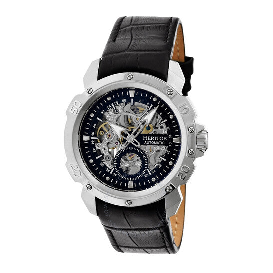 Heritor, Carter Automatic Black Skeleton Dial Men's Watch