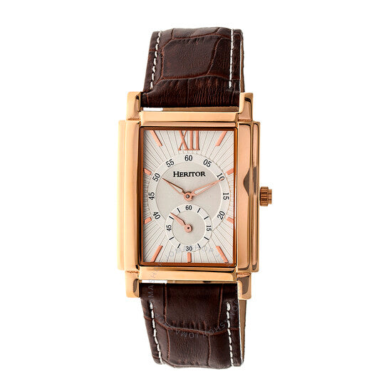 Heritor, Frederick Automatic Silver Dial Brown Leather Men's Watch