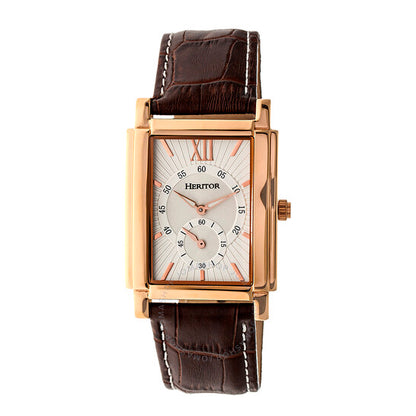 Heritor, Frederick Automatic Silver Dial Brown Leather Men's Watch