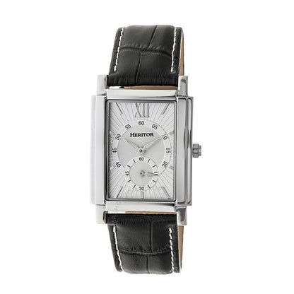 Heritor, Frederick Automatic Silver Dial Black Leather Men's Watch