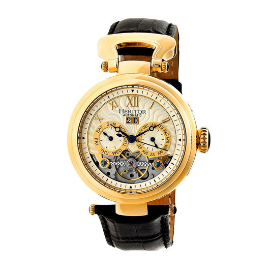 Ganzi Automatic Multi-Function Brushed Dial Black Leather Men's Watch
